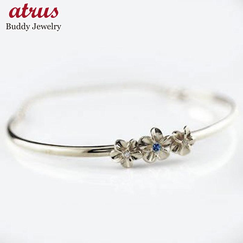 21激安通販 永遠に輝き続ける深彫りのハワイアンジュエリー ハワイアンジュエリー 送料無料 ダイヤ 9月誕生石 レディース Pt900 バングル プルメリア ダイヤモンド サファイア プラチナ ブレスレット レディースアクセサリー Postetelecom Gouv Cg