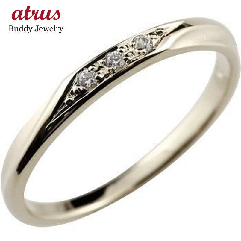 婚約指輪 ダイヤ エンゲージリング ダイヤモンドリング指輪 ホワイトゴールドk10 10金 つや消し ストレート スリーストーン 女性 送料無料 セール SALE｜atrus