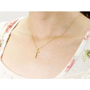 18金ネックレス トップ メンズ クロス ダイヤモンド ペンダント ダイヤ 十字架 イエローゴールドk18 チェーン 人気 男性 男性 18ｋ 送料無料 セール saleの画像