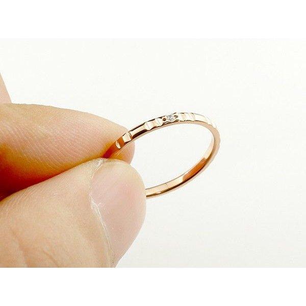 18金 リング メンズ ダイヤモンド ピンキーリング 18k ピンクゴールドk18 ダイヤ 一粒 ストレート 極細 華奢 指輪 男性 送料無料 シンプル 人気 セール saleの画像
