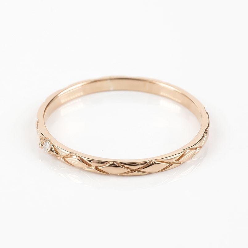 18金 ピンキーリング ダイヤモンド 一粒 レディース ゴールド 18k 細め 華奢 指輪 リング ピンクゴールドk18 アンティーク ストレート 送料無料 セール saleの画像