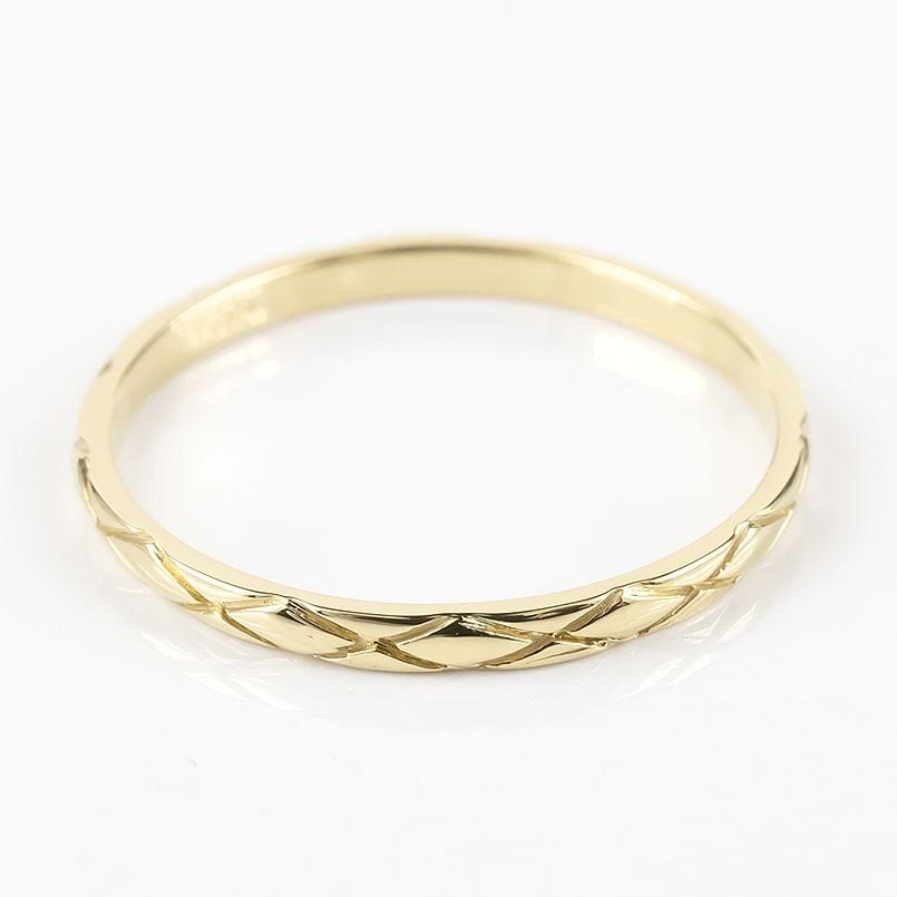 結婚指輪 18金 ペアリング 2本セット ダイヤモンド 一粒 ペア メンズ レディース ゴールド 18k イエローゴールドk18 細め 華奢 ストレート 送料無料 セール saleの画像
