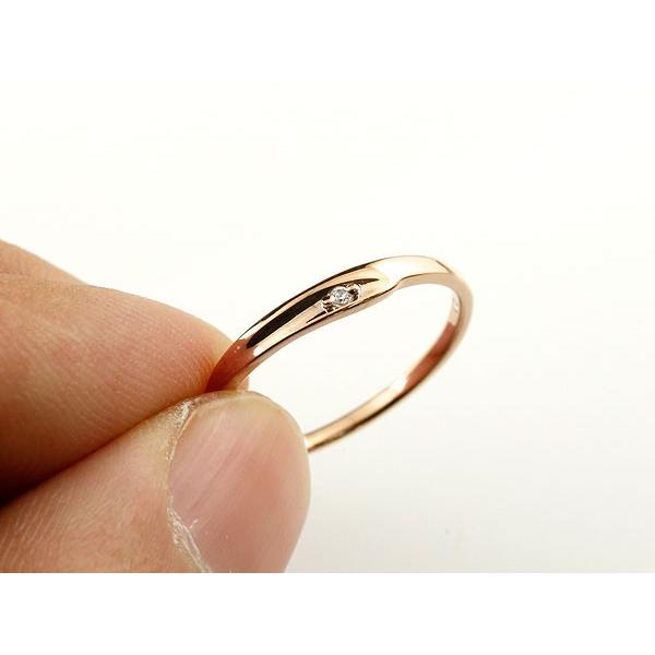 指輪 細身 ピンキーリング ダイヤモンド ピンクゴールドk18 18k 一粒 18金 極細 華奢 スパイラル 指輪 送料無料 セール SALE - 2