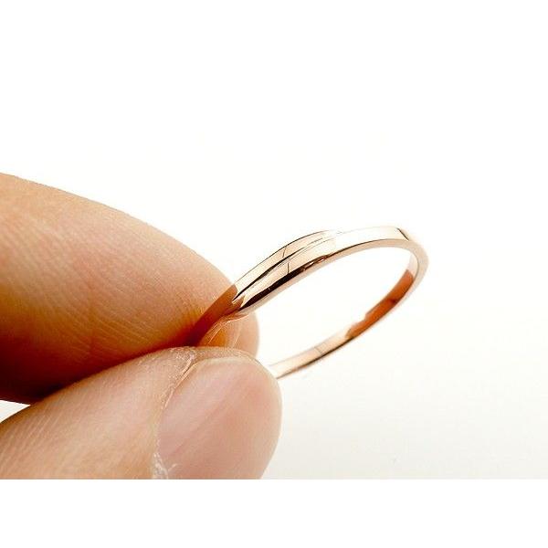 18金 ペアリング 2本セット ダイヤモンド 一粒 細め 華奢 メンズ レディース 結婚指輪 ペア ゴールド 18k ピンクゴールドk18 シンプル 送料無料 セール saleの画像