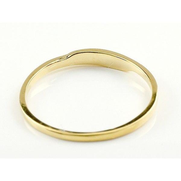 18金 ペアリング 2本セット ダイヤモンド 一粒 細め 華奢 メンズ レディース 結婚指輪 ペア ゴールド 18k イエローゴールドk18 シンプル 送料無料 セール saleの画像