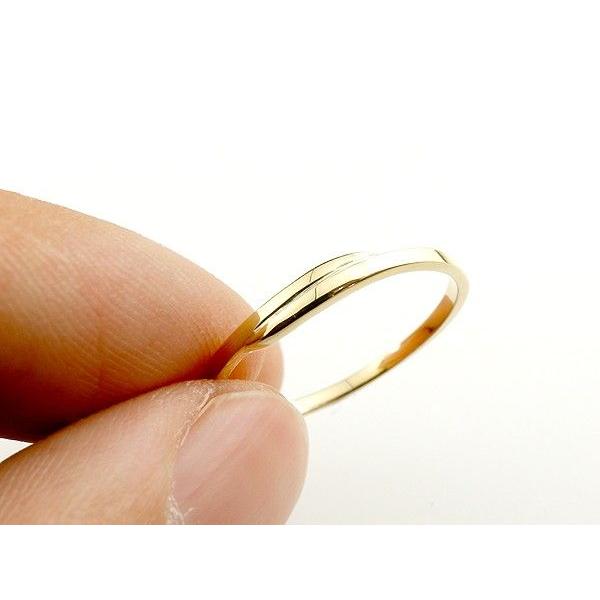 18金 ペアリング 2本セット ダイヤモンド 一粒 細め 華奢 メンズ レディース 結婚指輪 ペア ゴールド 18k イエローゴールドk18 シンプル 送料無料 セール saleの画像