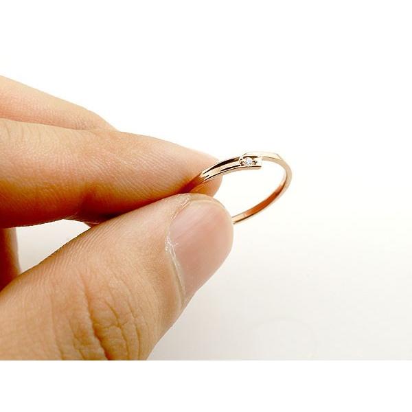 ピンキーリング ダイヤモンド ピンクゴールドk10 一粒 10金 極細 華奢 スパイラル 指輪 送料無料 セール saleの画像