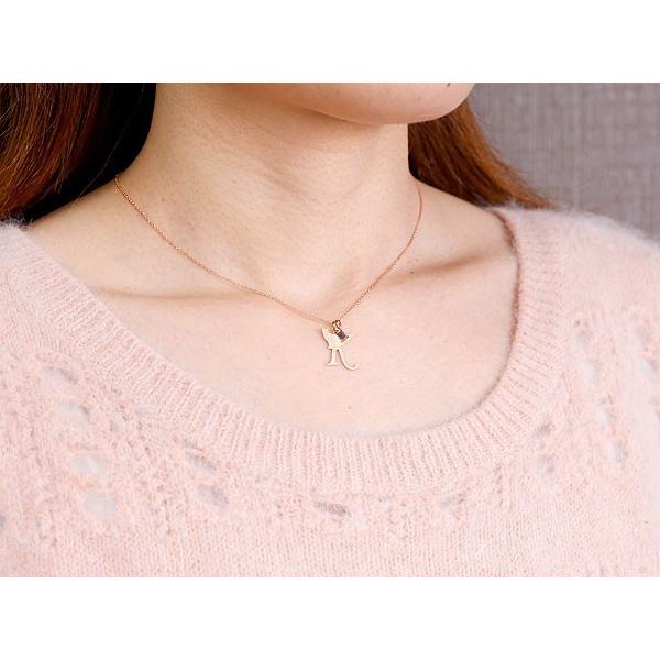 人気ブランド イニシャル 愛らしいシルエットに一目惚れ ネコ クリスマス 男性 人気 18金 ヘアライン仕上げ ねこ ネコ アルファベット ペンダント ピンクゴールドk18 アメジスト ネックレス 猫 K ネーム イニシャル メンズ ネックレス メンズアクセサリー