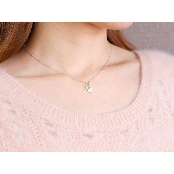 ランキングや新製品 メンズ ネックレス ネコ イニシャル 愛らしいシルエットに一目惚れ イニシャル 人気 チェーン 10金 ヘアライン仕上げ ねこ ネコ ホワイトゴールドk10 ダイヤモンド トップ ネックレス 猫 N 名前 アルファベット ネーム メンズアクセサリー