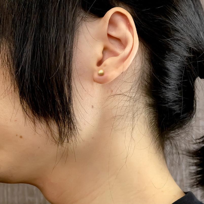 ジュエリー工房アトラス 片耳ピアス 18金 丸玉ピアス 6mm ダイヤモンド 