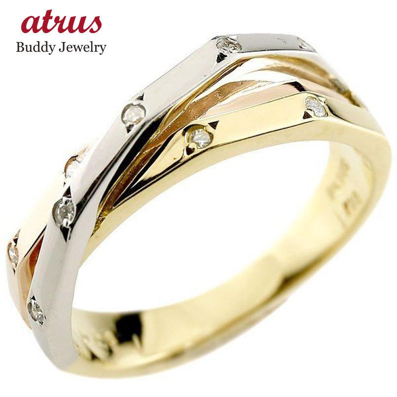 メンズ ダイヤモンド リング 3色 指輪 ダイヤ ピンキーリング スリーカラー プラチナ ゴールド 幅広指輪 男性用 送料無料 人気 セール SALE｜atrus