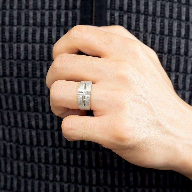 プラチナ 指輪 メンズ クロス pt900 ダイヤモンドダスト シンプル リング 幅広 ピンキーリング 地金 ストレート 男性 送料無料 人気 セール SALE_5