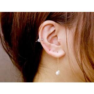 ピアス 揺れる パールピアス 真珠 片耳ピアス ロングピアス あこや本真珠 イエローゴールドk18 18k パールキャッチ ロングピアス アメリカンピアス 人気 saleの画像