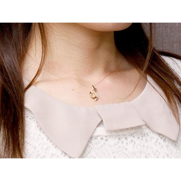 ハワイアン ペアネックレス ペアフィッシュフック ダイヤモンド ネックレス トップ ピンクゴールドk10 フック 10金 人気 ダイヤ 送料無料 セール saleの画像