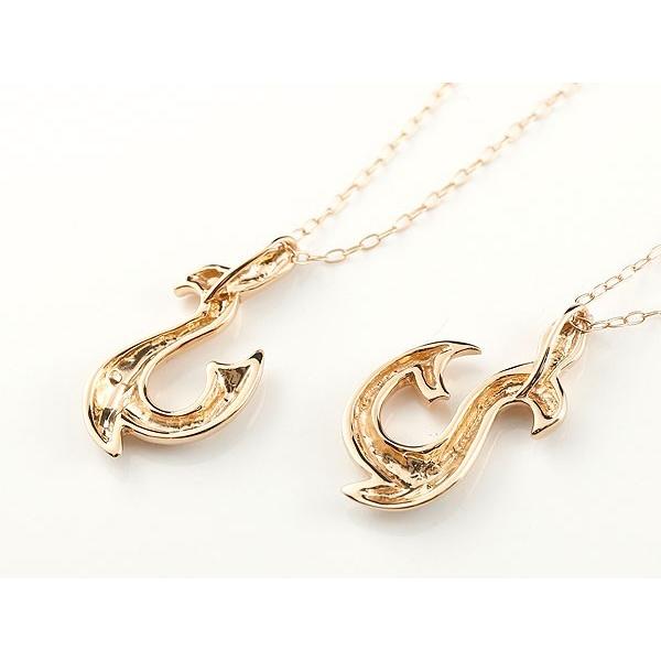 ハワイアン メンズ ペアネックレス トップ ペア フィッシュフック ダイヤモンド ネックレス トップ ピンクゴールドk10 フック 10金 人気 ダイヤ セール saleの画像
