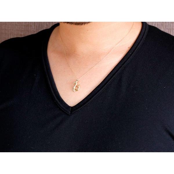 ハワイアン メンズ ペアネックレス トップ ペア フィッシュフック ダイヤモンド ネックレス トップ イエローゴールドk10 フック 10金 ダイヤ セール saleの画像