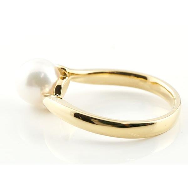パールリング 真珠 フォーマル イエローゴールドk10 リング ピンキーリング 指輪 10金 ストレート 送料無料 セール saleの画像