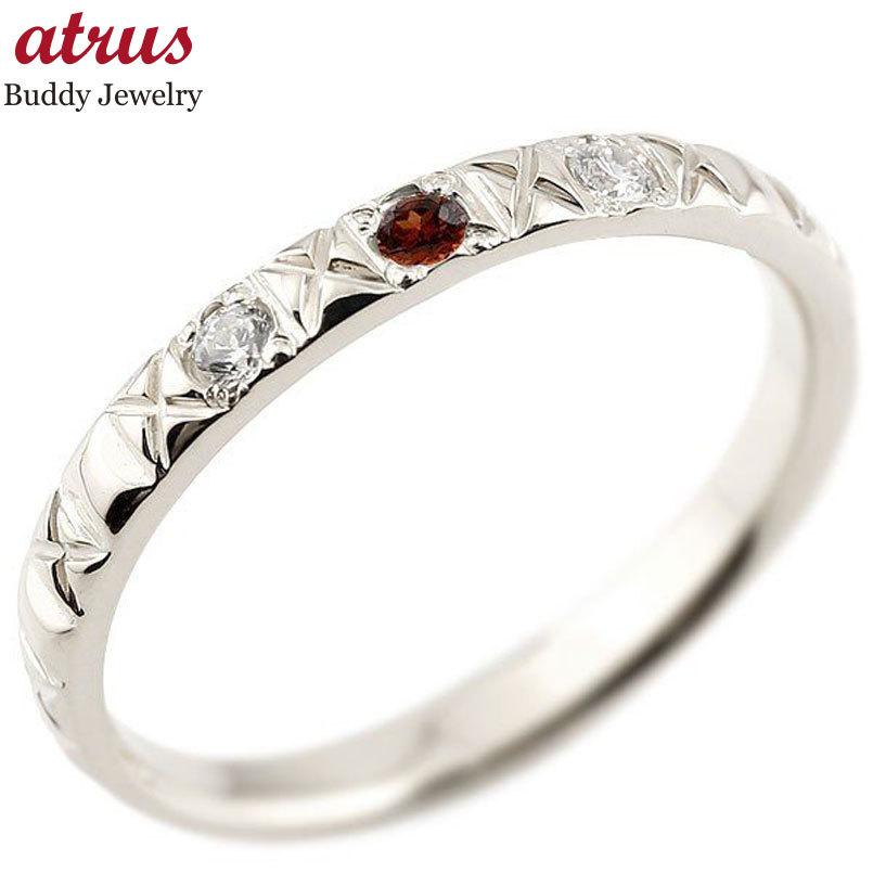 プラチナリング ピンキーリング ダイヤモンド ガーネット pt900 アンティーク ストレート 1月誕生石 指輪 ダイヤリング 送料無料 セール SALE