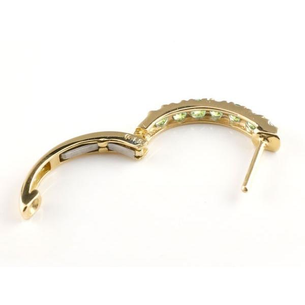 ピアス メンズ ペリドット フープピアス イエローゴールドk10 中折れ式ピアス 8月誕生石 10金 宝石 ピアス ペア リング 緑の宝石 送料無料 セール saleの画像