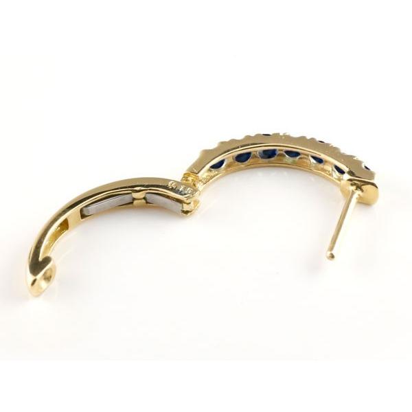 ゴールド ピアス ペア サファイア フープピアス イエローゴールドk10 中折れ式ピアス 9月誕生石 天然石 10金 レディース 宝石 リング 送料無料 セール saleの画像