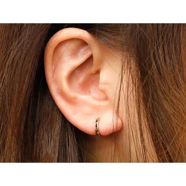 18金 ピアス 片耳 メンズ ブラックダイヤモンド フープピアス 小さい ピアス 中折れ式 イエローゴールドk18 18k あすつく 送料無料 人気 セール saleの画像