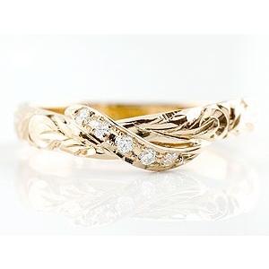 婚約指輪 18金 リング ハワイアンジュエリー ダイヤモンド レディース ゴールド 18k ピンクゴールドk18 ピンキーリング シンプル おしゃれ 送料無料 セール saleの画像