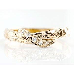 18金 リング ハワイアンジュエリー ダイヤモンド ゴールド 18k ピンクゴールドk18 ピンキーリング 婚約指輪 シンプル おしゃれ 男女兼用 送料無料 セール saleの画像