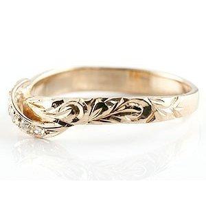 18金 リング ハワイアンジュエリー ダイヤモンド ゴールド 18k ピンクゴールドk18 ピンキーリング 婚約指輪 シンプル おしゃれ 男女兼用 送料無料 セール saleの画像