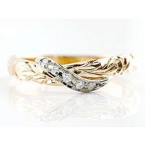 18金 プラチナ リング ハワイアンジュエリー ダイヤモンド ゴールド 18k pt900 ピンクゴールドk18 ピンキーリング 婚約指輪 男女兼用 送料無料 セール saleの画像
