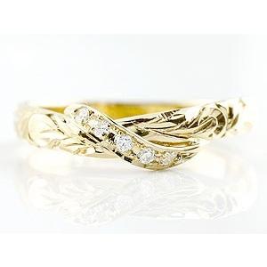 婚約指輪 18金 リング ハワイアンジュエリー ダイヤモンド レディース ゴールド 18k イエローゴールドk18 ピンキーリング シンプル 送料無料 セール saleの画像