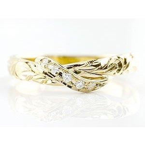 18金 リング ハワイアンジュエリー ダイヤモンド ゴールド 18k イエローゴールドk18 ピンキーリング 婚約指輪 シンプル 男女兼用 送料無料 セール saleの画像