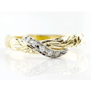 18金 プラチナ リング ハワイアンジュエリー ダイヤモンド ゴールド 18k pt900 イエローゴールドk18 ピンキーリング 婚約指輪 男女兼用 送料無料 セール saleの画像
