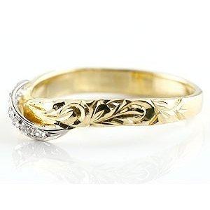 18金 プラチナ リング ハワイアンジュエリー ダイヤモンド ゴールド 18k pt900 イエローゴールドk18 ピンキーリング 婚約指輪 男女兼用 送料無料 セール saleの画像