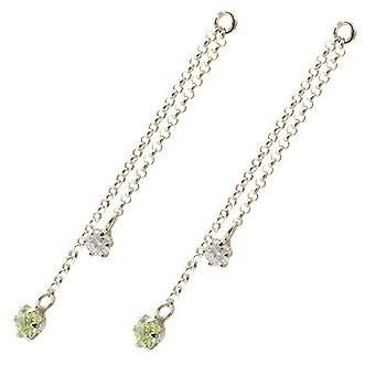 保存版 2個 パーツ ピアス用 イヤリング用 ホワイトゴールドk18 ペリドット スワロフスキーキュービックジルコニア シンプル レディース 宝石 メーカー包装済 Esiba Tg