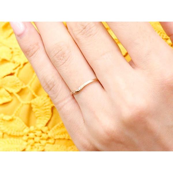 結婚指輪 安い ペアリング ペア スイートペアリィー インフィニティ マリッジリング ダイヤモンド ピンクゴールドk10 V字 一粒 華奢 送料無料 saleの画像