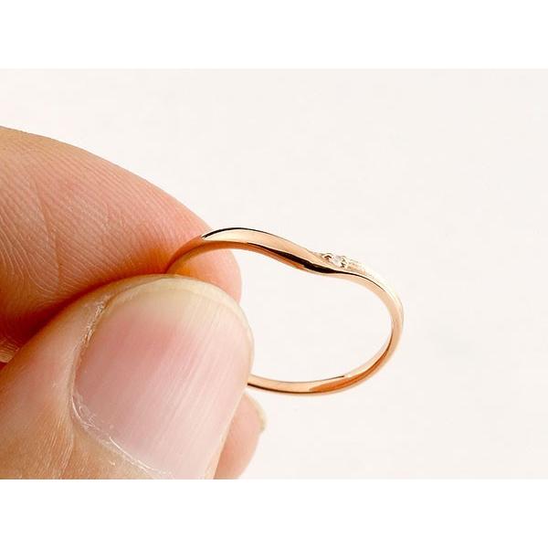 結婚指輪 ペアリング ペア マリッジリング スイートペアリィー インフィニティ ダイヤモンド ピンクゴールドk10 V字 つや消し 一粒 10金 華奢 送料無料 人気の画像