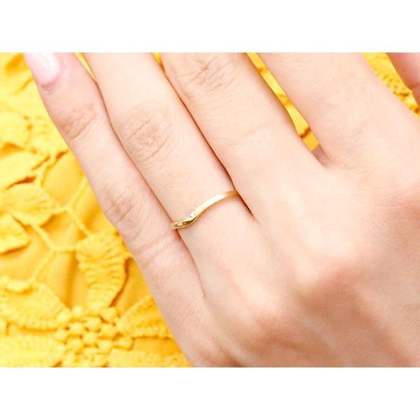 ペアリング ペア スイートペアリィー インフィニティ 結婚指輪 マリッジリング ダイヤモンド イエローゴールドk10 V字 つや消し 一粒 華奢 送料無料 人気 saleの画像