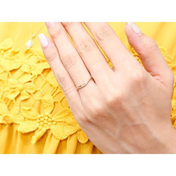 結婚指輪 ペアリング ペア スイートペアリィー インフィニティ マリッジリング ダイヤモンド ピンクゴールドk10 V字 つや消し 一粒 10金 華奢 送料無料 人気の画像
