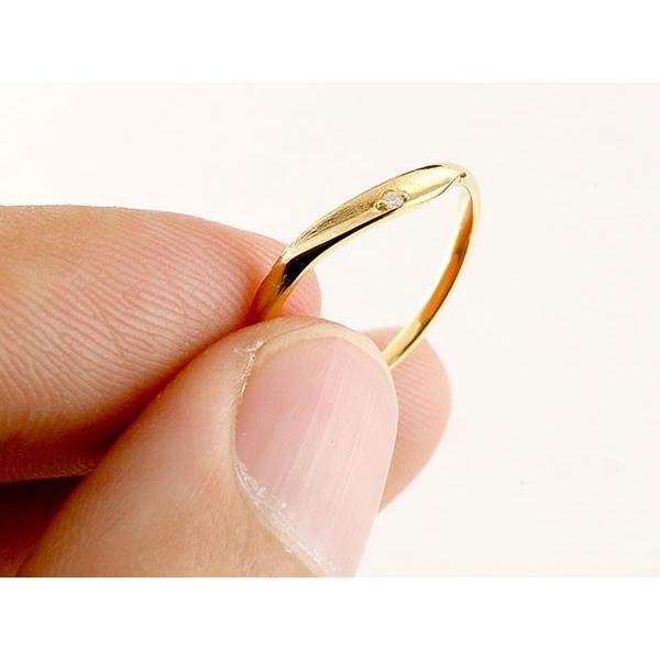 結婚指輪 ペアリング ペア スイートペアリィー インフィニティ マリッジリング ダイヤモンド イエローゴールドk10 V字 つや消し 一粒 華奢 送料無料 人気 saleの画像