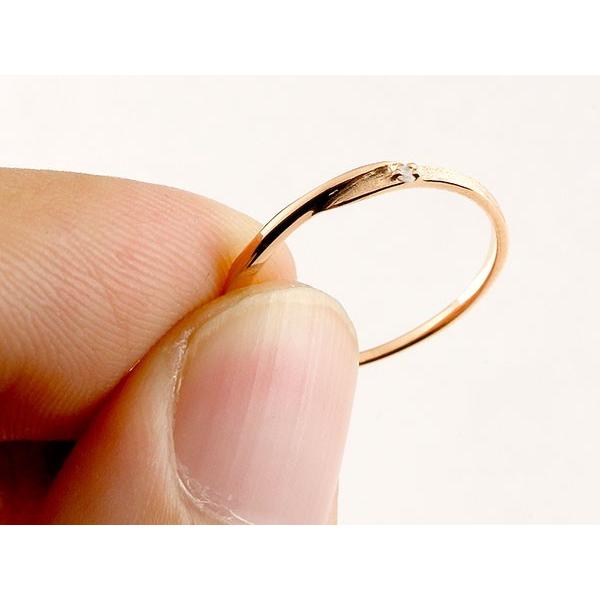 結婚指輪 ペアリング ペア マリッジリング スイートペアリィー インフィニティ ダイヤモンド ピンクゴールドk10 S字 つや消し 一粒 10金 華奢 送料無料 人気の画像