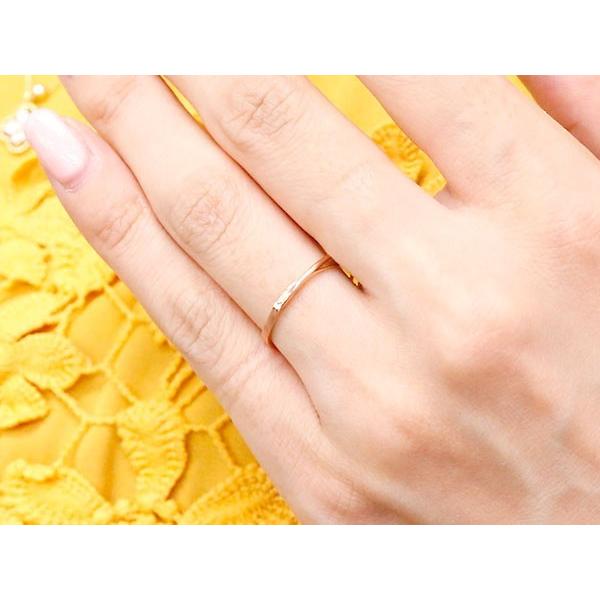 結婚指輪 ペアリング ペア マリッジリング スイートペアリィー インフィニティ ダイヤモンド ピンクゴールドk10 S字 つや消し 一粒 10金 華奢 送料無料 人気の画像