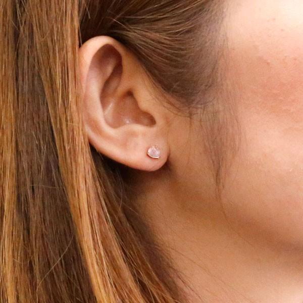 一粒 ピアス ペア ローズクオーツ レディース スタッドピアス イエローゴールドk10 10金 天然石 あすつく 宝石 送料無料 セール saleの画像