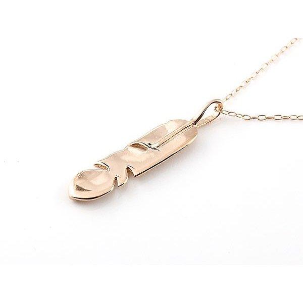 メンズ フェザーネックレス トップ 羽 ピンクゴールドk18 ペンダント k18 シンプル 男性用 人気 18金 18ｋ 送料無料 セール saleの画像