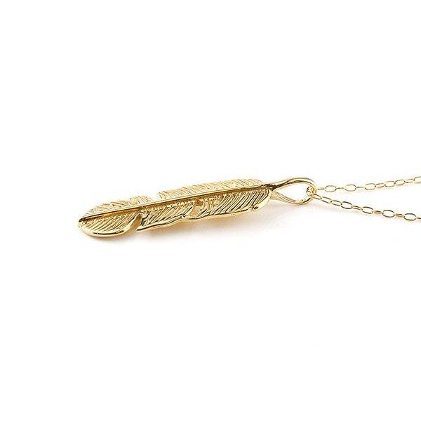 18金ネックレス トップ メンズ フェザー 羽 イエローゴールドk18 ペンダント k18 シンプル 男性用 人気 18ｋ 送料無料 セール saleの画像