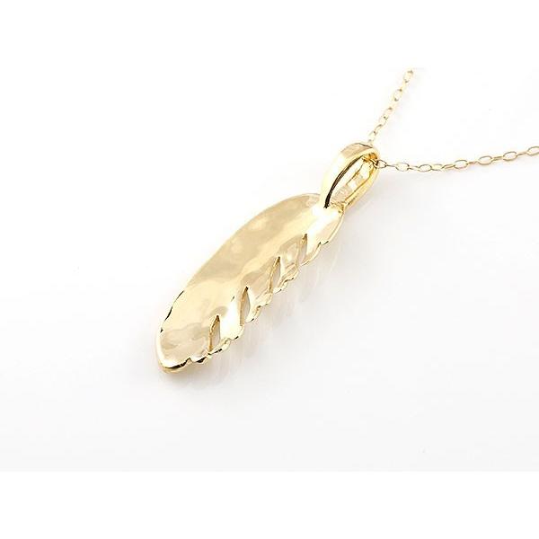 フェザーネックレス　k10(ペンダントトップ)、k18(ネックレス) ハワイアンジュエリー ネックレス フェザーネックレス 羽 ダイヤモンド