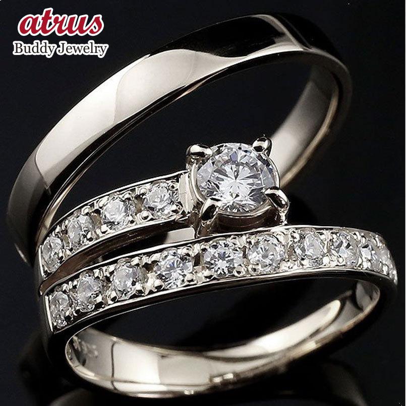 鑑定書付き SIクラス ダイヤモンド ペアリング ペア 結婚指輪 プラチナ エタニティマリッジリング 一粒 大粒ダイヤ 送料無料 人気 セール SALE