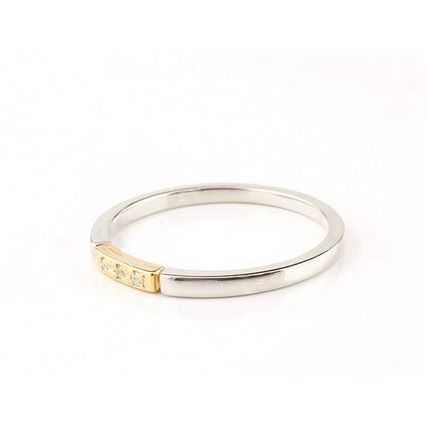 プラチナ 18金 リング ダイヤモンド レディース 華奢 細め pt900 イエローゴールド 18k ピンキーリング 婚約指輪 ストレート 指輪 シンプル 送料無料 セールの画像