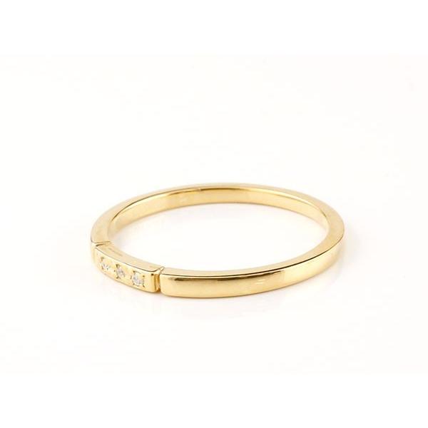 18金 リング ダイヤモンド レディース 華奢 細め ゴールド 18k ピンキーリング 婚約指輪 イエローゴールドk18 ストレート 指輪 シンプル 送料無料 セール saleの画像