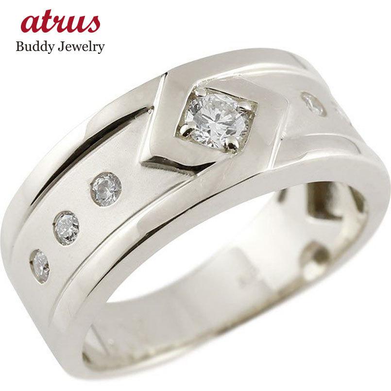 メンズリング ダイヤモンド リング ホワイトゴールドk18 ピンキーリング 18金 指輪 指輪 ダイヤ 送料無料 人気 セール SALE