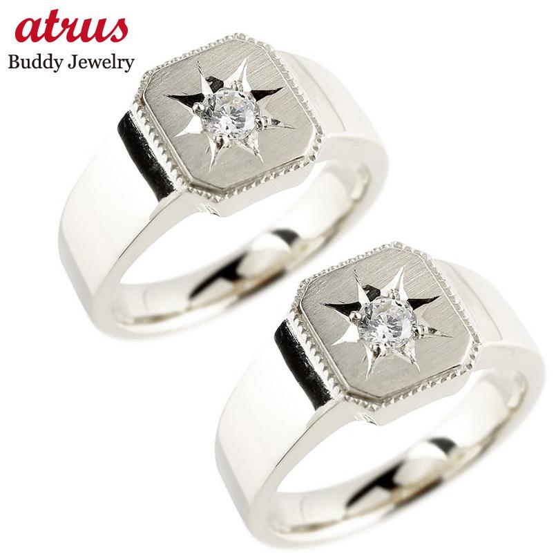 結婚指輪 LGBTQ ペアリング ２本セット プラチナ ダイヤモンド 幅広 シンプル印台 メンズ pt900 男性用 送料無料 セール SALE